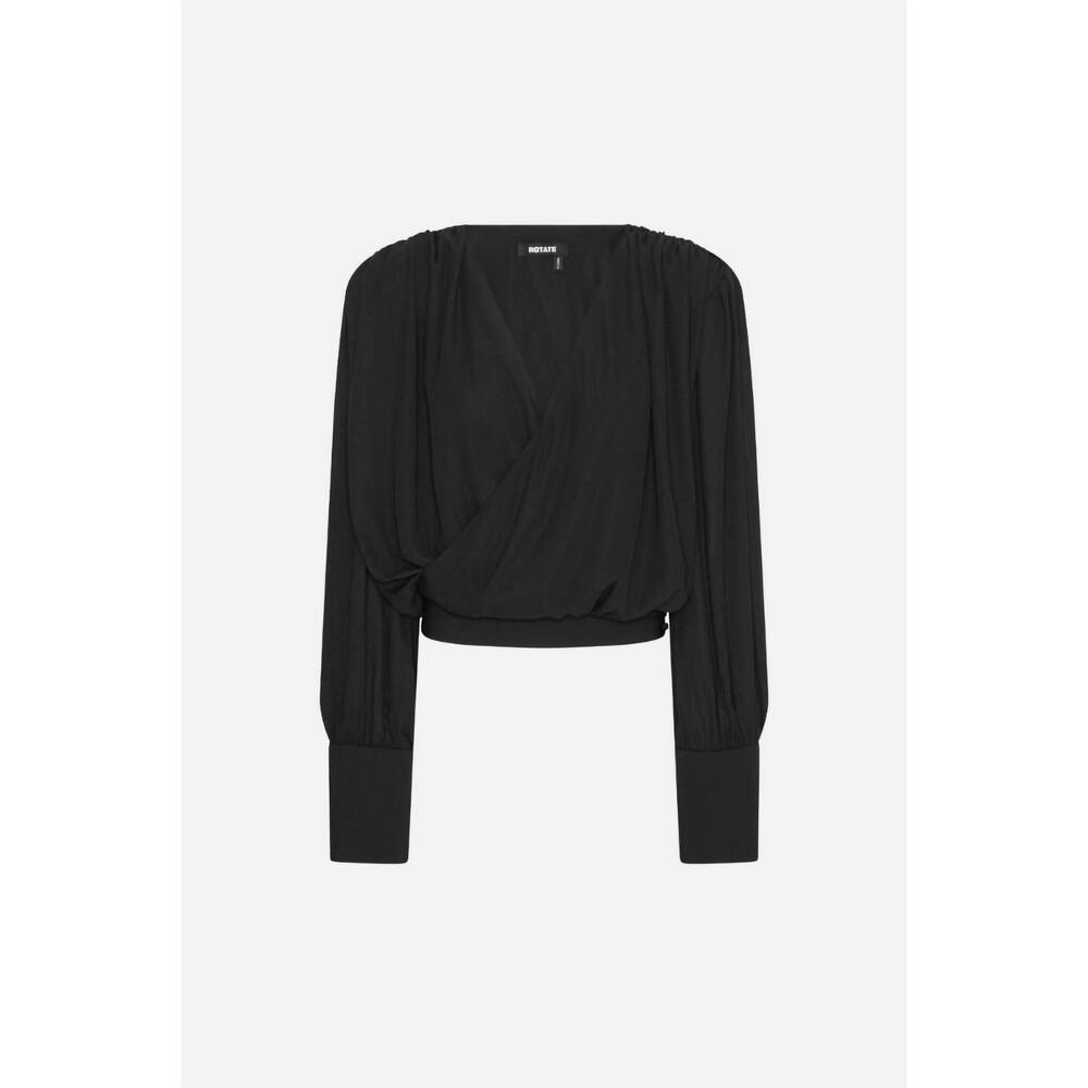 NEW ROTATE women's long sleeve v-neck top in black
